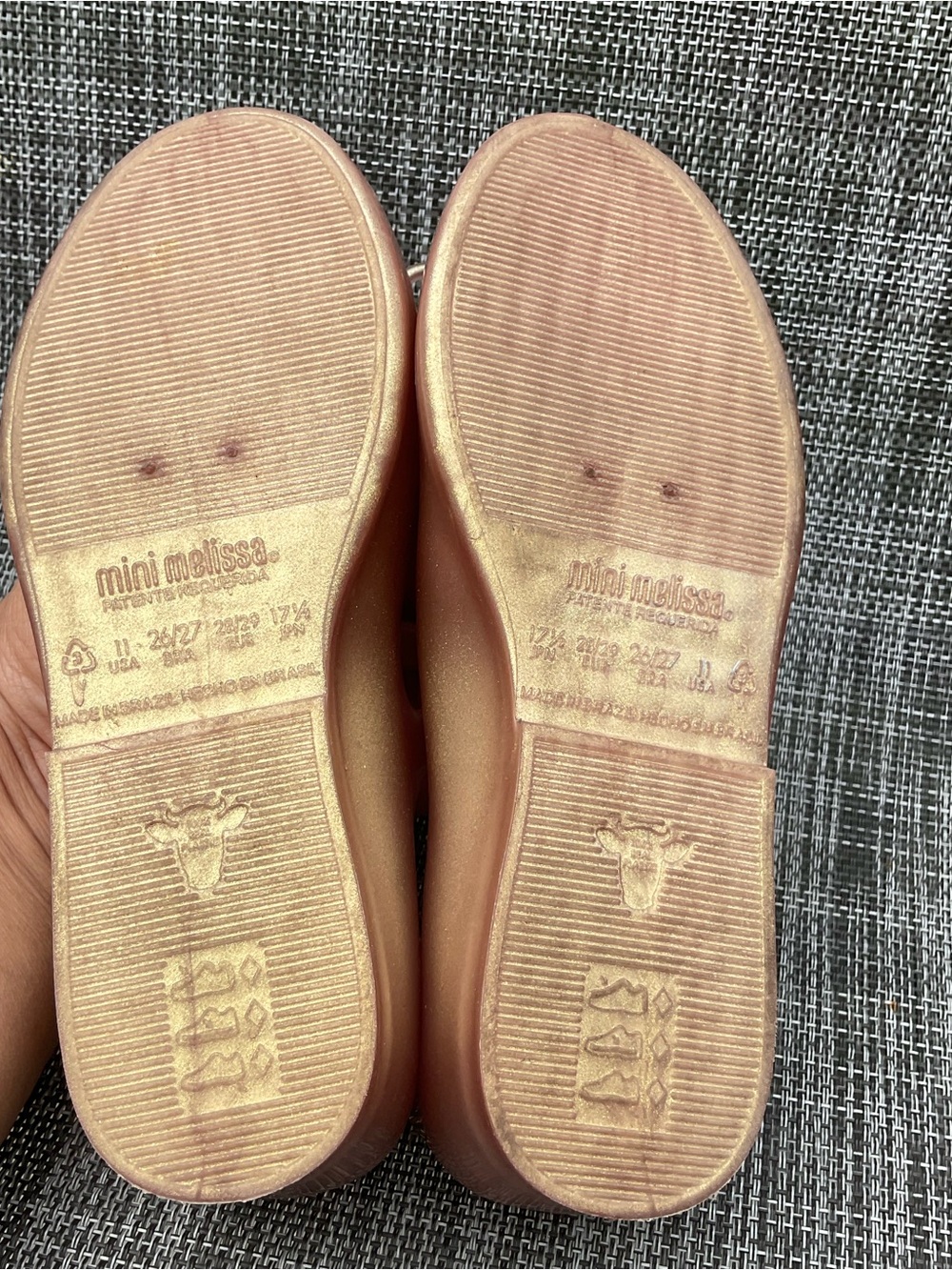 Mini Melissa Sweet Love Rose gold Girl Ballet Flats Size 11 - Picture 3 of 12
